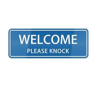 Acrylic Plastic Sign - Welcome Please Knock Sign For House Door,Plastic Self-Adhesive Signs For Business Home,Acrylic For Office Gate Window (9x3 inch)