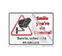 Acrylic Plastic Smile You'Re On Camera Sonria Usted Esta En Camara Bilingual Video Security Cctv Warning Notice Recording Spanish And English Sign 8" X 6" Fade Resistance Indoor/Outdoor Use