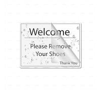 Acrylic Plastic Welcome Please Remove Your Shoes Sign With Adhesive 6" X 8" Easy To Install And Highly Visible For Office And Business Highly Visible