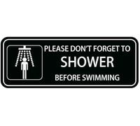 Acrylic Please Don't Forget to Shower Before Swimming Graphic Sign, for Pool Facility Locker Rooms, Gym Swimming Pool Entrances, Hotel Pool Areas, and Community Center Pools, 3x9 Inch.