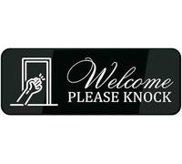 Acrylic Please Knock Before Entering Sign - Welcome Notice for Offices, Meeting Rooms & Private Spaces, Self-Adhesive, 3x9 Inch.