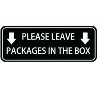 Acrylic Please Leave Packages in The Box Graphic Sign, Self-Adhesive for Home Mailboxes, Office Package Lockers, Apartment Parcel Boxes, and Warehouse Drop Zones, 3x9 Inch.