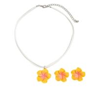 Acrylic Plumeria Flower Necklace Set - Vibrant Lightweight Jewelry for Summer, Beach-Themed Accessory, Acrylic, No Gemstone