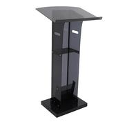 Acrylic Podium Stand, 43.31in Black Clear Table for Church Office School