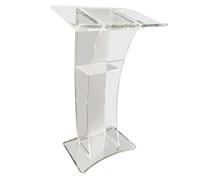 Acrylic Podium Stand, Clear Lectern with Wide Reading Surface for Church Lectures, Speeches, Weddings, Offices - Portable and Transparent Design