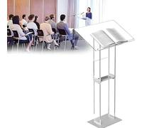 Acrylic Podium Stand, Double-Layer Pulpit Stand with Tabletop Partition for Lectures, Meeting Rooms, and Classrooms, Practical Design for Enhanced Space