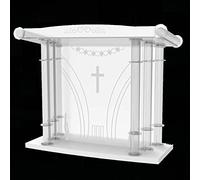 Acrylic Podium Stand, Floor-Standing Vertical Pulpit with LED Lighting, Ideal for Church and School Use, Elegant Design for Reading and Presentations