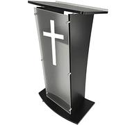 Acrylic Podium Stand with Storage Shelf for Schools, Churches, Colleges, Press Conferences - Durable Pulpit Lectern for Professional Use