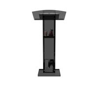 Acrylic Podium Stand with Wheels - Stable and Reliable Pulpit for Events Public Speaking and Presentations - Easy to Move (Black)