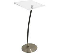 Acrylic Podium with Iron Stable Base & Pen Slot, Modern Black Pulpit Lectern with 10mm Thickened Acrylic Reading Platform, Podium Stand for Church, Lecture, Wedding, Classroom