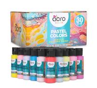 Acrylic Pouring Paint Set | 30 Vibrant Colors Including An Array Of Metallic, Neon & Pastel Paints | Pre Mixed, Ready to Use, High Flow Paint For Canvas, Paper, and More | 2 Ounces Per bottle (Pastel
