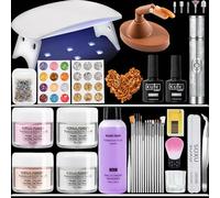 Acrylic Powder Acrylic Nail Kit - Nail Set Includes Electric Nail File - Practice Hand with 100pcs Nail Tips - 4 Colors Acrylic Powder - Nail Lamp and 75ml Acrylic Liquid Monomer for Gel Extensions