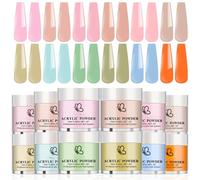Acrylic Powder Set - 12 Colors Crystal Acrylic Nail Powder - Quick Dry Pink Orange Blue Green Acrylic Liquid Set for Beginner - Acrylic False Nails Extension Nail Carving Large Capacity Set No Need UV