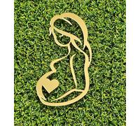 Acrylic Pregnant Woman Silhouette Cake Topper Babyshower Decoration ACRYLIC Mirror 2mm Multicolors Happy Birthday. (Gold Mirror Acryl)