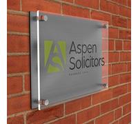 Acrylic Printed Logo Business Plaque Sign Brushed Aluminium Modern Back Panel (A3)