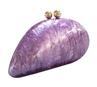 Acrylic Purse for Women, Shoulder Crossbody Seashell Purse with Chain, 9.1x2.8x5.1" Glitter Marble Evening Bag for Wedding Party Prom, Purple
