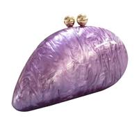 Acrylic Purse for Women, Shoulder Crossbody Seashell Purse with Chain, 9.1x2.8x5.1" Glitter Marble Evening Bag for Wedding Party Prom, PurpleAcrylic