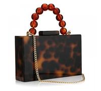 Acrylic Purses Evening Clutch Bag Marbling Handbags for Women Cross Body Bag with Pearl Chain Formal Wedding Prom Party, Leopard, One Size