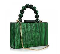 Acrylic Purses Evening Clutch Bag Marbling Handbags for Women Cross Body Bag with Pearl Chain Formal Wedding Prom Party, Dark Green, One Size