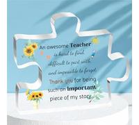 Acrylic Puzzle Plaque Educator Ornaments Man Teacher's Day Gifts Desk Sign Christmas Graduation Appreciate Present Home Decoration Birthday Thank You Keepsakes Retirement Present Sunflower
