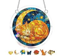 Acrylic Puzzle Suncatcher 83 Pieces, 7.8 Inch Stained Glass Effect Acrylic Window Hanging Sun Catcher Puzzle for Home Garden Decor, Birthday Gifts for Women Men Adults (G)