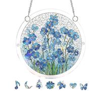 Acrylic Puzzle Suncatcher 83 Pieces, 7.8 Inch Stained Glass Effect Acrylic Window Hanging Sun Catcher Puzzle for Home Garden Decor, Birthday Gifts for Women Men Adults (A)
