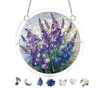 Acrylic Puzzle Suncatcher 83 Pieces, 7.8 Inch Stained Glass Effect Acrylic Window Hanging Sun Catcher Puzzle for Home Garden Decor, Birthday Gifts for Women Men Adults (E)