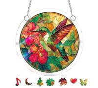 Acrylic Puzzle Suncatcher 83 Pieces, 7.8 Inch Stained Glass Effect Acrylic Window Hanging Sun Catcher Puzzle for Home Garden Decor, Birthday Gifts for Women Men Adults (D)
