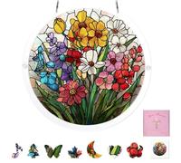 Acrylic Puzzle Suncatcher, 83 Pieces Bouquet DIY Floral Acrylic Sun Catcher Puzzle Kit for Doors Garden Window Hanging, Gifts for Mom, Wife, Sisters, Besties, 22cm