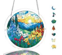 Acrylic Puzzle Suncatcher-Dawn Blossom Sea, Hanging Suncatcher, DIY Sun Catcher Kit Home Decor for Window Garden, Gift for Women, Mom, Friends (7.4 in)