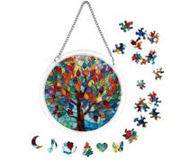 Acrylic Puzzle Suncatcher Kit, Tree of Life Window Hanging Ornament, 19 cm | Assemble the translucent Tree of Life design, then hang it by the metal chains in a bright indoor window display