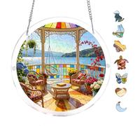 Acrylic Puzzle Suncatcher, Sheltie Dog Beneath Glowing Star-Filled Night Sky, 7.8inch