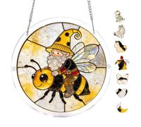 Acrylic Puzzle Suncatcher, Songbird Flock Beneath Vibrant Rainbow Sky, 7.8inch