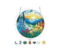 Acrylic Puzzle Suncatcher, Stained Glass Puzzles for Adults, Tree of Radiant Glass Sun Catcher, Window Suncatchers Hanging, for Hanging Garden Ornament Yard Indoor and Outdoor Use (#A)