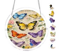 Acrylic Puzzle Suncatcher, Tropical Dolphin Beneath Warm Sunset Ocean Glow, 7.8inch
