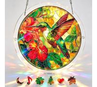 Acrylic Puzzle Suncatcher Window Hanging, 83 Pieces DIY Stained Glass Hummingbird Sun Catcher Kit for Adults, Unique Gifts for Women Mom, Colorful Light Catcher for Home Office Garden