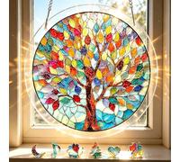Acrylic Puzzles Sun Catcher Window Hanging, 83 Pieces DIY Colorful Jigsaw Sun Catcher Kit for Adults, Emerald Flame Hummingbird Ornament, Stained Glass Acrylic Puzzle Decoration, Birthday Gifts 8.2in