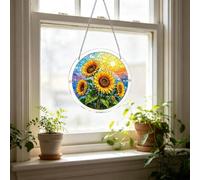 Acrylic Puzzles Sun Catcher Window Hanging, 83 Pieces Sun Catcher Acrylic Puzzles, DIY Stained Glass Acrylics Jigsaw Puzzle Sun- Catchers Kit for Women, Men, Wife, Aunt, and Mom (sunflower)