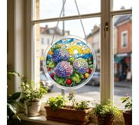 Acrylic Puzzles Sun Catcher Window Hanging, 83 Pieces Sun Catcher Acrylic Puzzles, DIY Stained Glass Acrylics Jigsaw Puzzle Sun- Catchers Kit for Women, Men, Wife, Aunt, and Mom (Hydrangea)