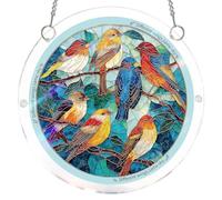 Acrylic Puzzles Suncatcher,Bird Stained Glass Suncatcher Window Hanging,Sun Catcher Decor,Flowers Design for Indoor Window or Doorway Decoration (B)