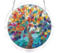 Acrylic Puzzles Suncatcher, Tree of Leaves Puzzle, Acrylic Suncatcher Puzzles for Doors Garden, Mother's Day Christmas Birthday Gifts for Women Men (L - 8.9 * 8.9in)