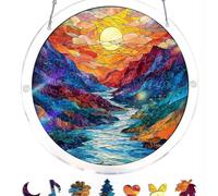 Acrylic Puzzles Suncatcher, Tree of Radiant Glass Puzzle, Acrylic Suncatcher Puzzles for Doors Garden, Mother's Day Christmas Birthday Gifts for Women Men (18.8cm,C)