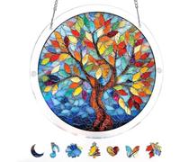 Acrylic Puzzles Suncatcher, Tree of Radiant Glass Puzzle, Acrylic Suncatcher Puzzles for Doors Garden, Mother's Day Christmas Birthday Gifts for Women Men (M - 8.2 * 8.2in)