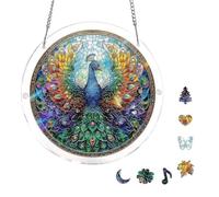 Acrylic Puzzles Suncatcher, Tree of Radiant Glass Puzzle, Acrylic Suncatcher Puzzles for Doors Garden, Mother's Day Christmas Birthday Gifts for Women Men (Peacock)