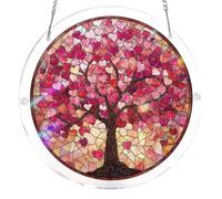 Acrylic Puzzles Suncatcher, Unique Branches of Love Acrylic Sun Catcher Puzzle Kit, Tree of Radiant Glass Puzzle for Doors Garden and Window Hanging (Pink)