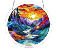 Acrylic Puzzles Suncatcher Window Hanging, Acrylic Jigsaw Puzzle Sun Catchers Moonlit Riverscape Decor Crafts for Living Room Bedroom Summer Balcony Decor