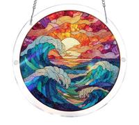 Acrylic Puzzles Suncatcher Window Hanging, Acrylic Jigsaw Puzzle Sun Catchers Moonlit Riverscape Decor Crafts for Living Room Bedroom Summer Balcony Decor