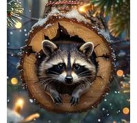 Acrylic Raccoon Owl & Squirrel Christmas Tree Decorations - Forest Animal Acrylic Ornament Pendants - Cute Rustic Seasonal Decor