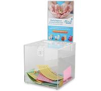 Acrylic Raffle Box with Lock and Sign Holder, Charity Donation And Ballot Box, Suggestion Box - Plastic Comment Box - Plexiglass Collection Box - Complaint Box with Slot - (Clear Box 6"x 6")