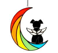 Acrylic Rainbow Dog Memorial Gifts, Loss of Dog Remembrance Gifts for Dog Lovers, Window Hanging Suncatcher Angel Dog Pet Bereavement Ornaments Sympathy Plaques for Loss of a Pet, Black